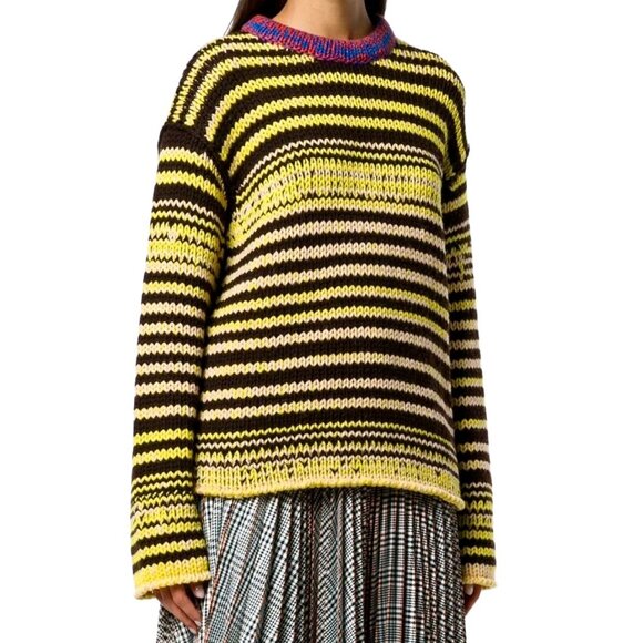 CALVIN KLEIN 205W39NYC RAF SIMONS CHUNKY HANDKNIT STRIPED SWEATER XS - Picture 2 of 7